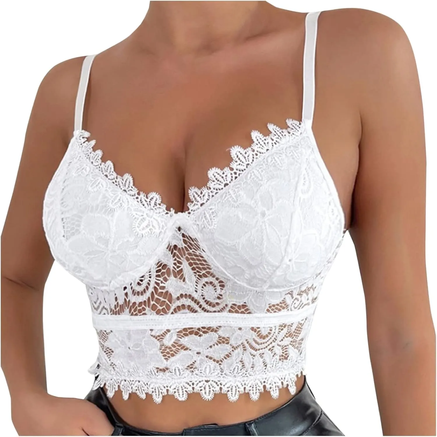 Black Crop Tops for Women Floral Bralette Bralet Bra Tank Cami Crop Underwear Rave Outfit