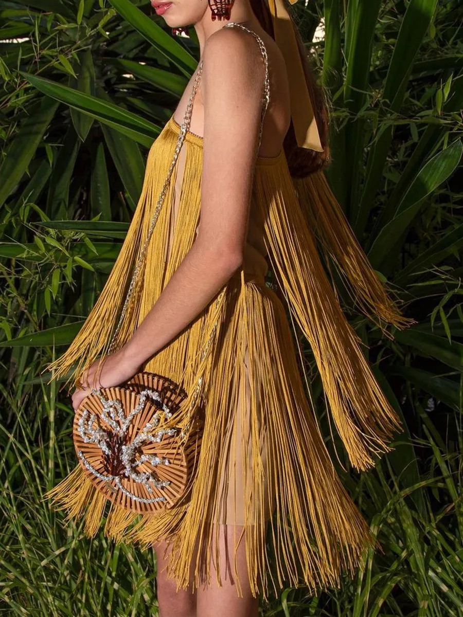 Fashion Casual One-shoulder Fringed Mini Dress
