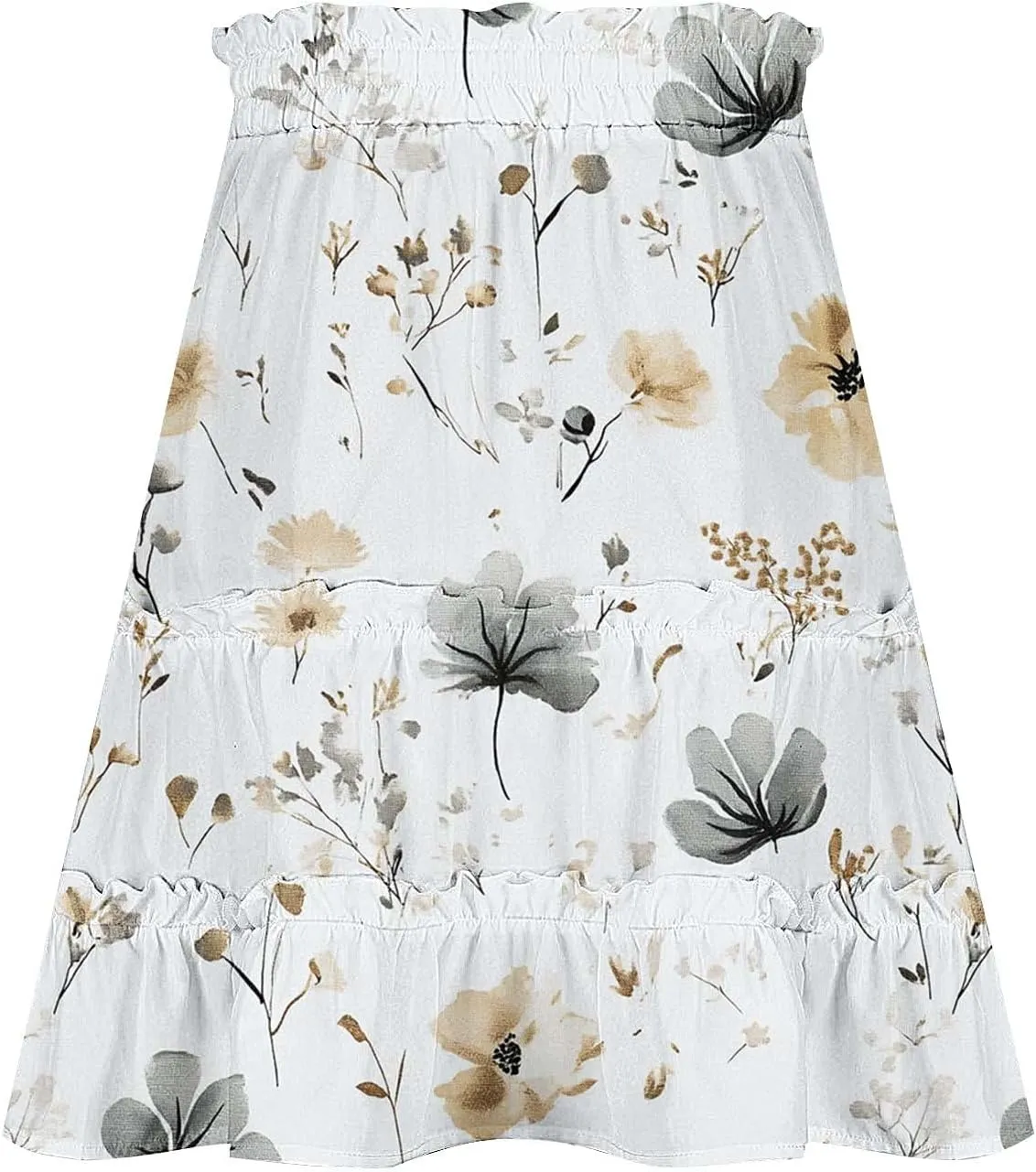 High Waist Floral Mini Skirts for Women Boho Style Beach Short Skirt Flower Print Hawaiian Pleated Half Dress