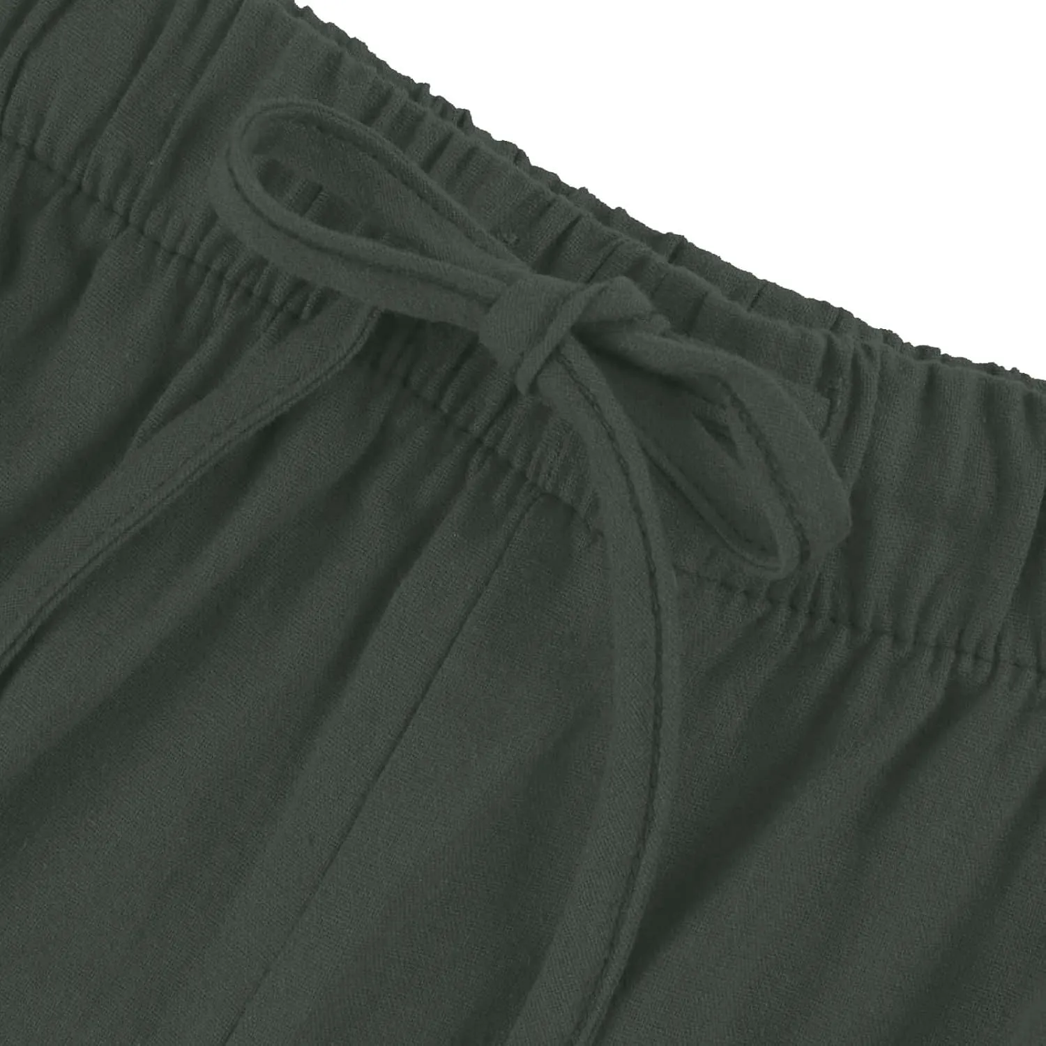 Linen Pants Women Drawstring Elastic Waist Wide Leg Loose Fit Summer Trouser Palazzo Pants Women with Pockets