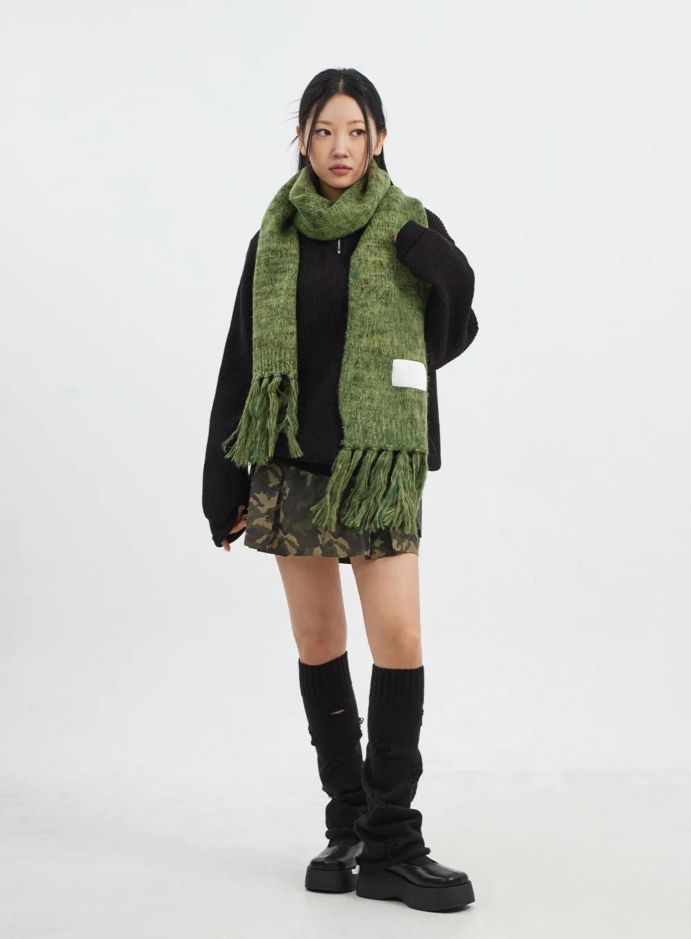Mixed Color Fringed Scarf CJ317