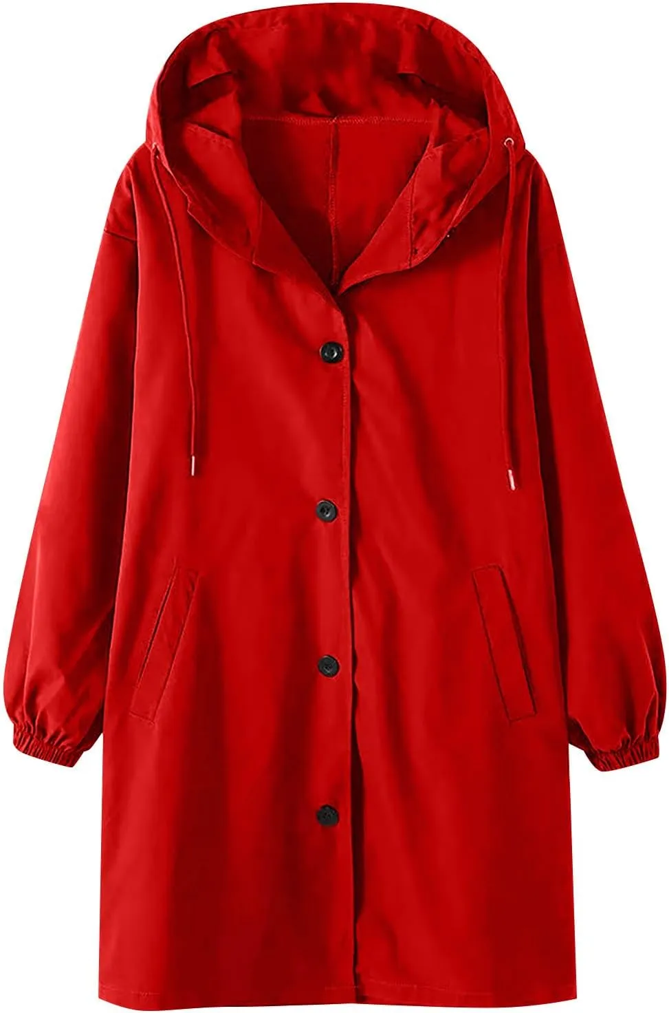 QWENTMTNTY Plus Size Trench Coats for Women Winter Trendy Long Trenchcoat with Hood Casual Oversized Single Breased Pea Coats
