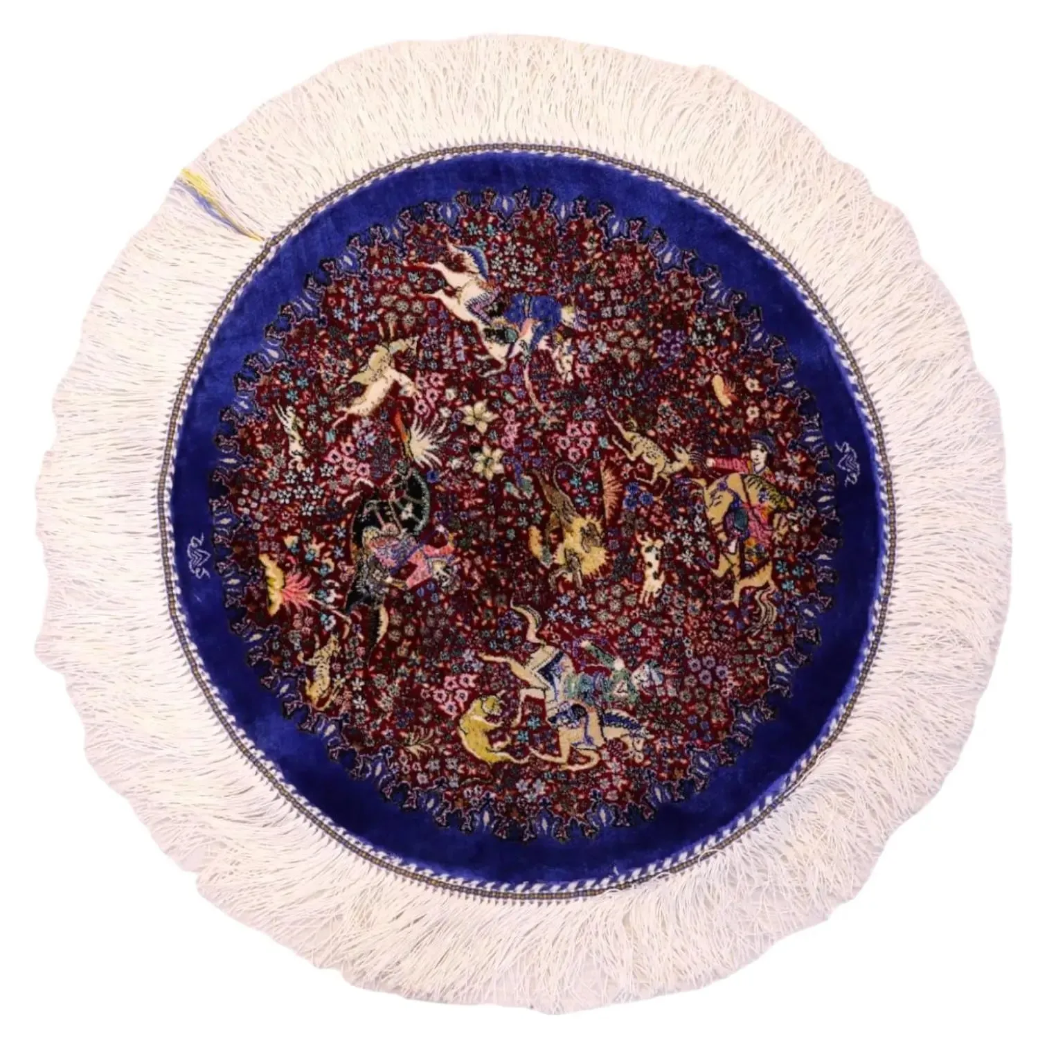 Round White Fringe Rug