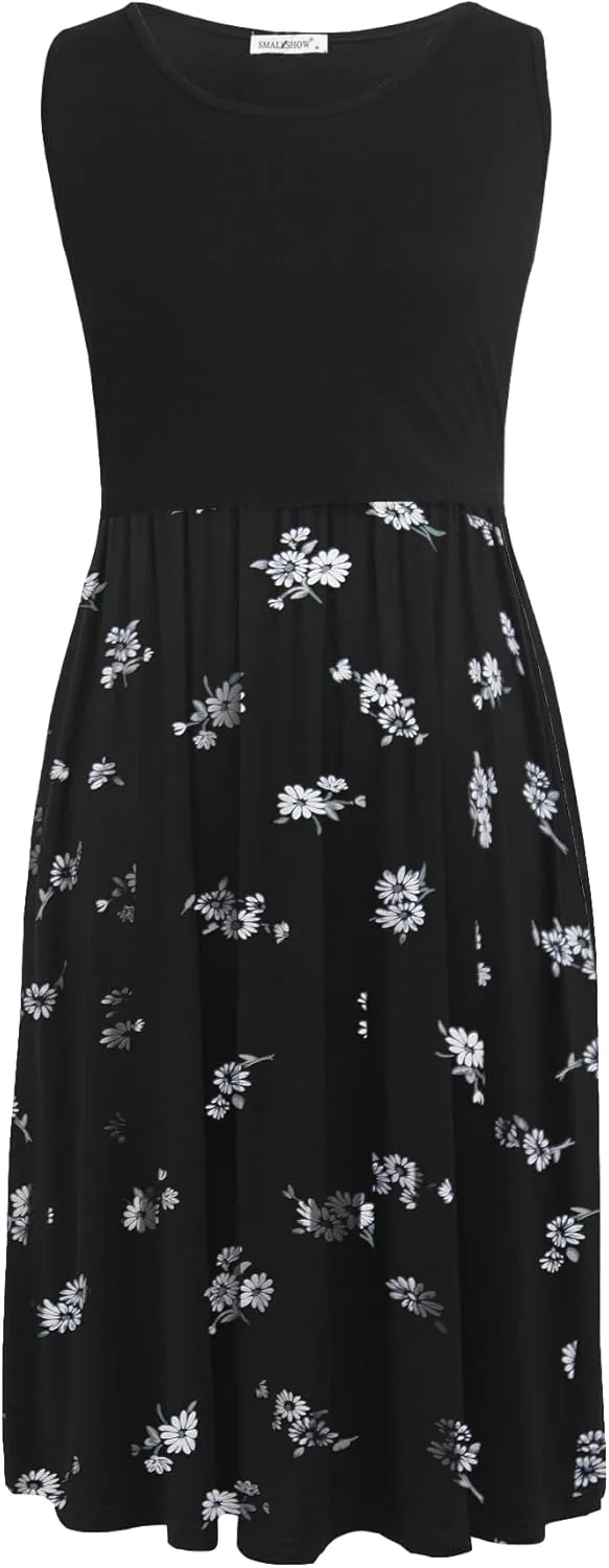 Smallshow Women's Sleeveless Nursing Dresses Patchwork Maternity Breastfeeding Dress