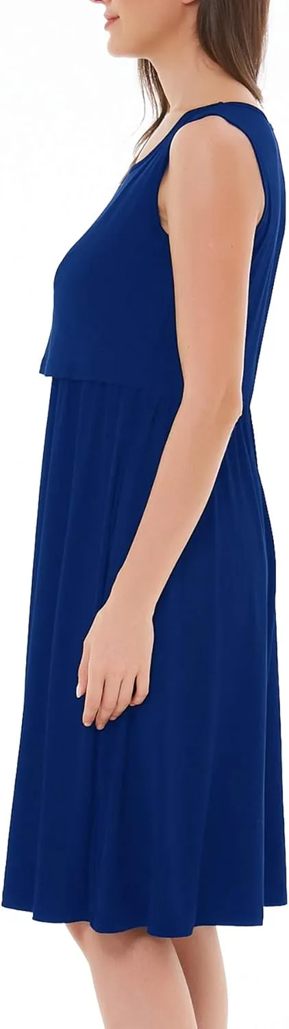 Smallshow Women's Sleeveless Nursing Dresses Patchwork Maternity Breastfeeding Dress