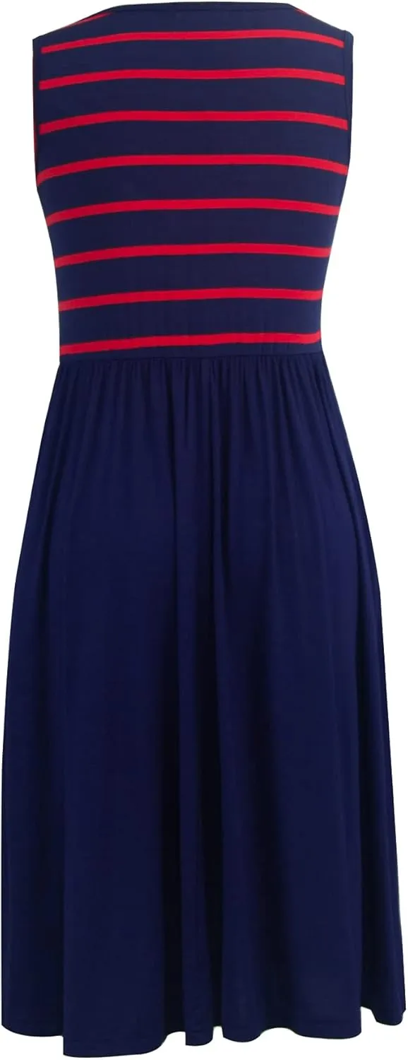 Smallshow Women's Sleeveless Nursing Dresses Patchwork Maternity Breastfeeding Dress
