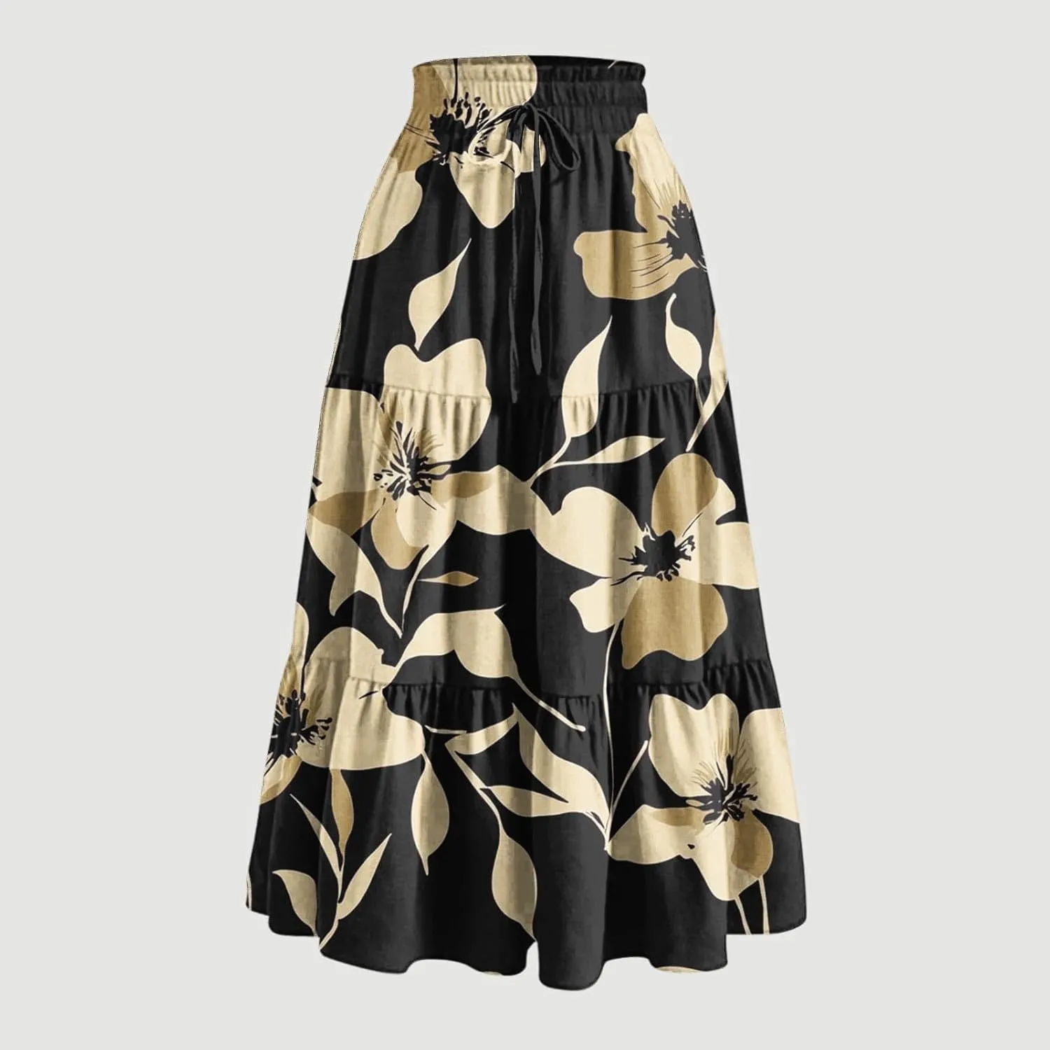 Women Floral Bohemian Maxi Skirts Summer Beach Hawaiian Boho Skirt 2025 Casual Holiday Long-Skirts for Vacation
