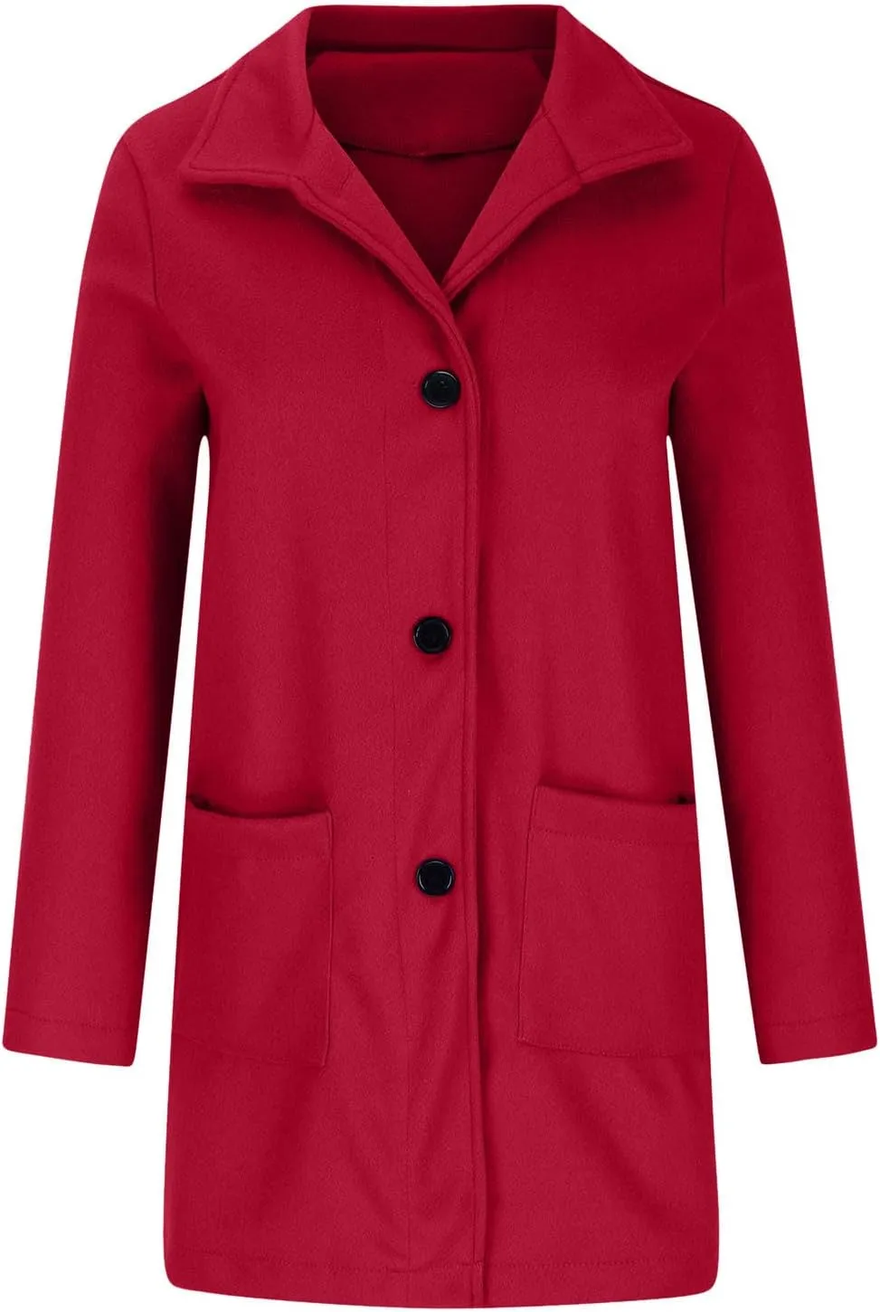 Women Trench Coat Casual Single Breasted Midi Peacoat Trench Coats Fall Winter Wool Coats with Pockets