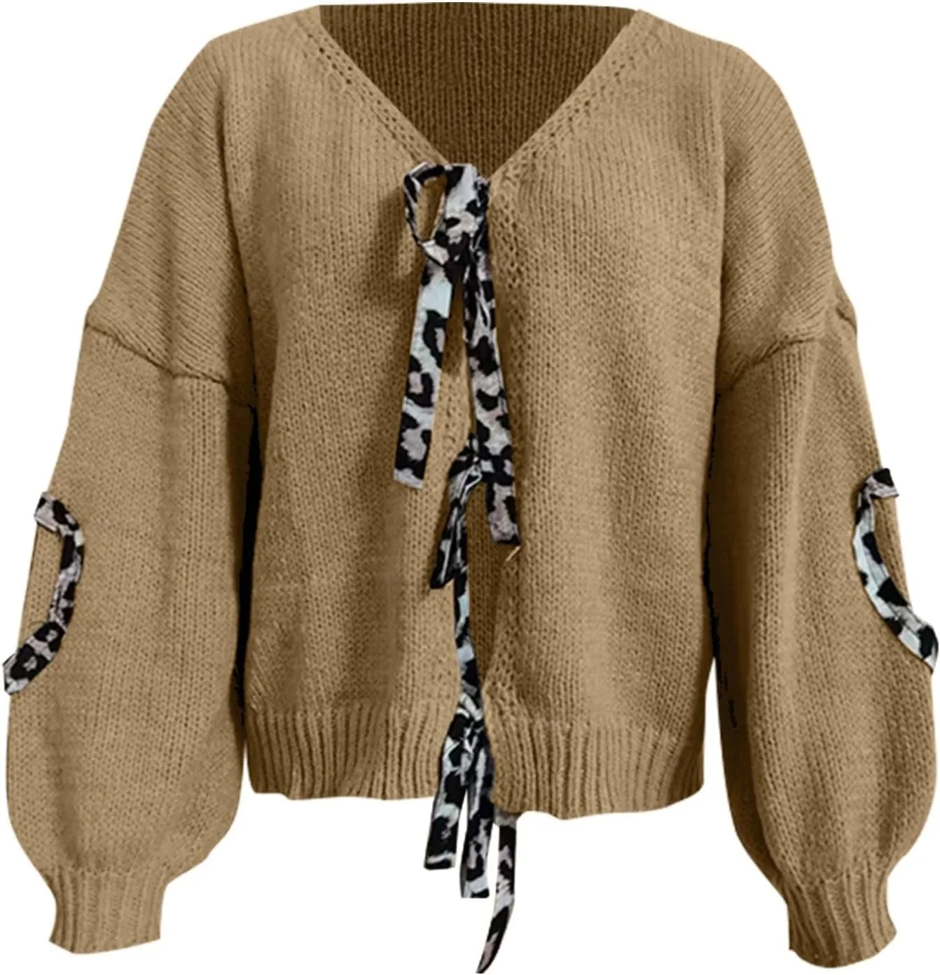 Women Y2k Tie Front Knitted Cardigan Sweater Long Sleeve Open Front Oversized Cardigan Knitwear Tops Streetwear